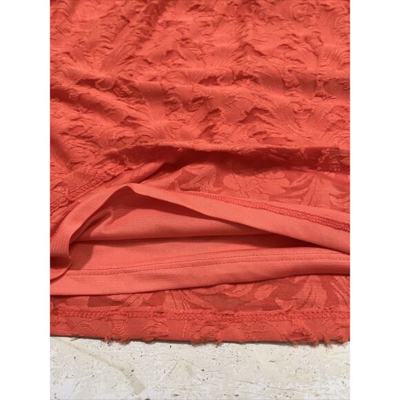 Lauren Conrad Flocked Ruffle Sleeveless Tank Top 3X Women's Shirt Spanish Coral - Picture 15 of 16